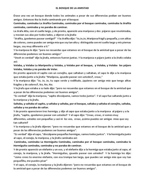 Cuento El Bosque De La Amistad Pdf Naturaleza