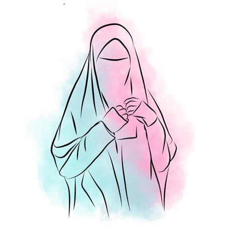 Veiled Woman Png Picture Abstract Watercolor Line Art Of A Muslim