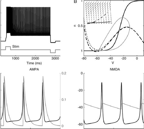 Ampa Vs Nmda Mediated Network Bistability A A Single Spiking Model