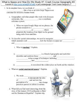 Crash Course Geography 3 What Is Space And How Do We Study It Worksheet