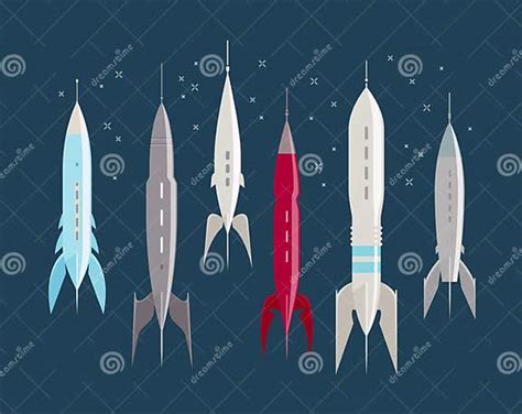 Space Rocket Retro Spaceship Spacecraft Vintage Vector Illustration