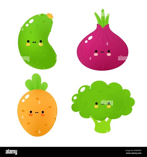 Bonita colección de verduras graciosas Icono de ilustración de