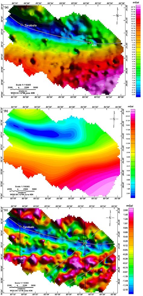 Land Gravity Anomaly Maps Of The Surveyed Area A Bouguer Anomaly B