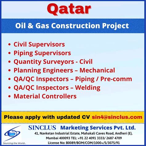 Jobs In Qatar For Oil Gas Construction Project Gulf Job Ki Duniya