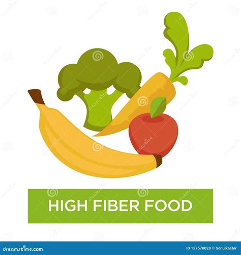 High Fiber Food Fruit And Vegetable Nutrition Stock Vector