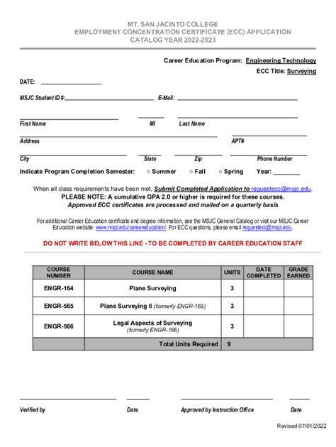 Fillable Online MSJC ECC Application Surveying Fax Email Print PdfFiller