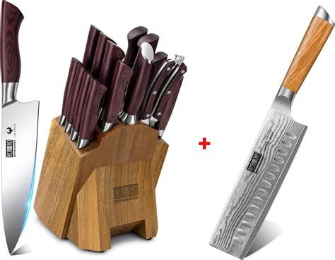 Amazon Hoshanho Kitchen Knife Set With Block Piece Damascus