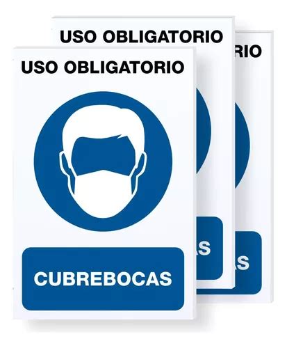 3 Piezas Señalamiento Letrero Cubrebocas 30x20 Meses Sin Interés