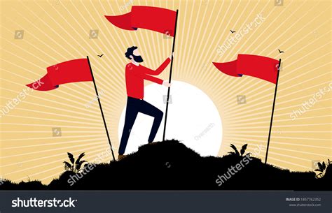 Socialism Raising Flag Socialist Man Holding Stock Vector (Royalty Free ...