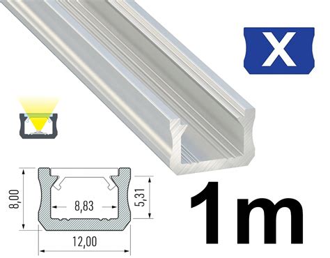 PROFIL LED ALU DO TAŚM 12mm WĄSKI TYP X SREBRNY 1M PROFIL DO LED TYP X