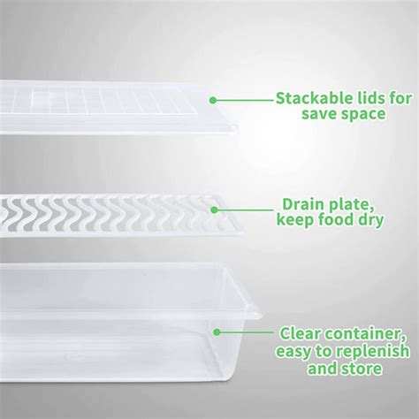 Transparent plastic Fridge storage container with removable drain plate