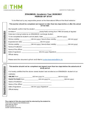 Fillable Online ERASMUS EXCHANGE INFORMATION SHEET Fax Email Print