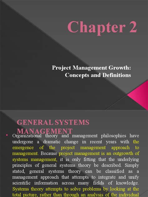 Project Management Growth Concepts And Definitions Pdf Project