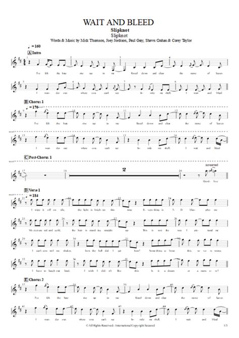 Wait And Bleed Tab By Slipknot Guitar Pro Full Score Mysongbook