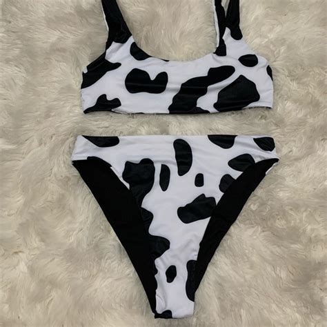 Shein Swim Swimwear 2 Piece Cow Print Swimsuit Nwot Poshmark