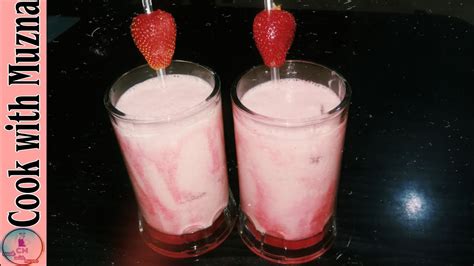 Yummy Strawberry Milkshake Strawberry Shake Recipe Cook With Muzna