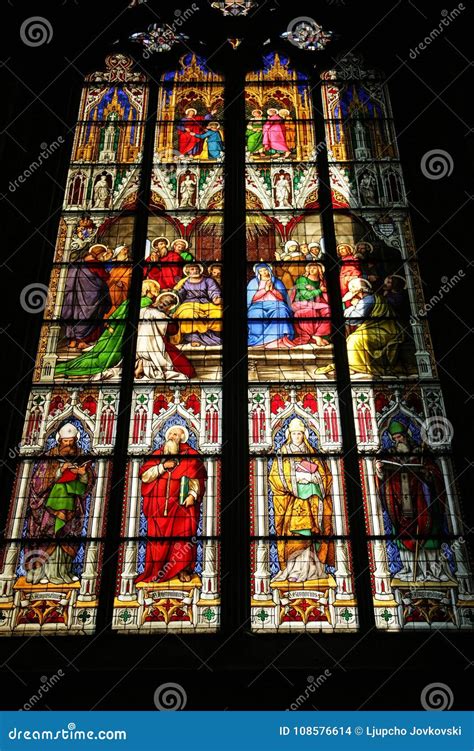 Stained Glass Windows In The Cathedral Editorial Stock Image Image Of Christianity Gothic