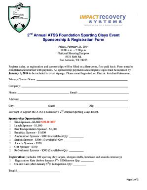 Fillable Online Nssa Nsca Nd Annual Atss Foundation Sporting Clays