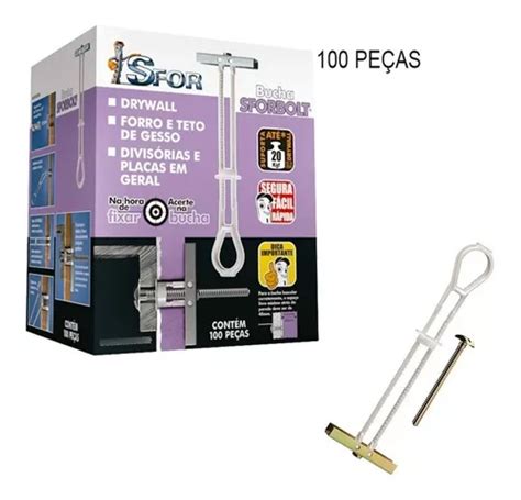 Bucha Para Gesso Drywall Sforbolt 100 Peças C Parafuso 1 4