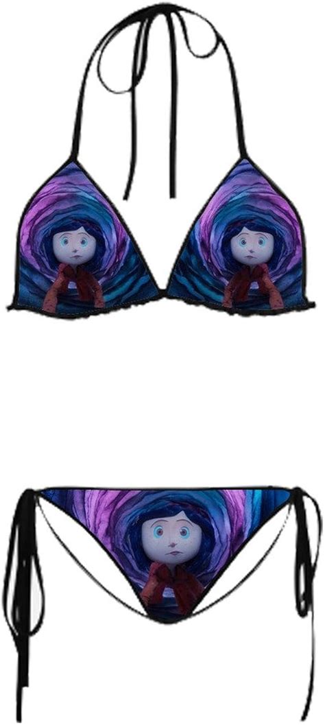 Amazon Blue Generic Custom Womens Coraline Bikini Sexy Beachwear Swimsuit Black Xl Clothing