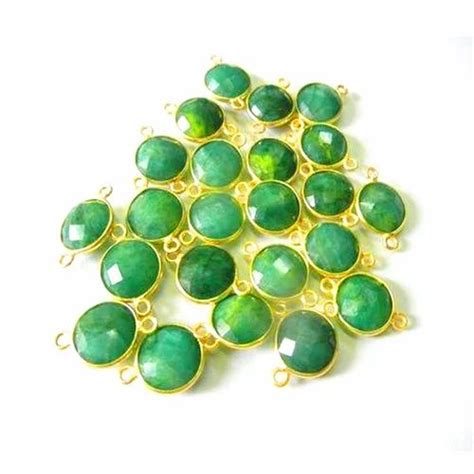 Round Green Dyed Emerald Connector At Rs 100 Piece In Jaipur ID