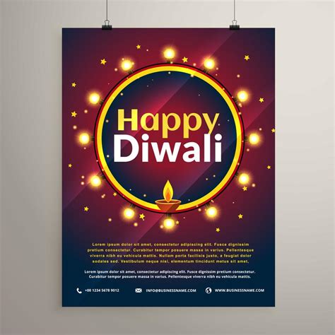 Happy Diwali Festival Invitation Greeting Template Download Free