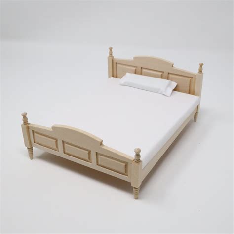 Dollhouse Miniature Unfinished Queen Bed With Mattress Etsy