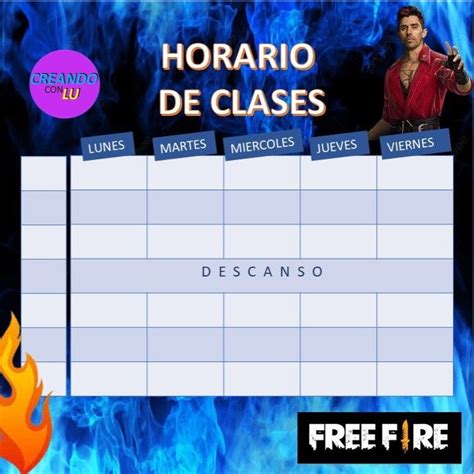 Horario De Clases Free Fire Horario De Clases Horarios Para Imprimir