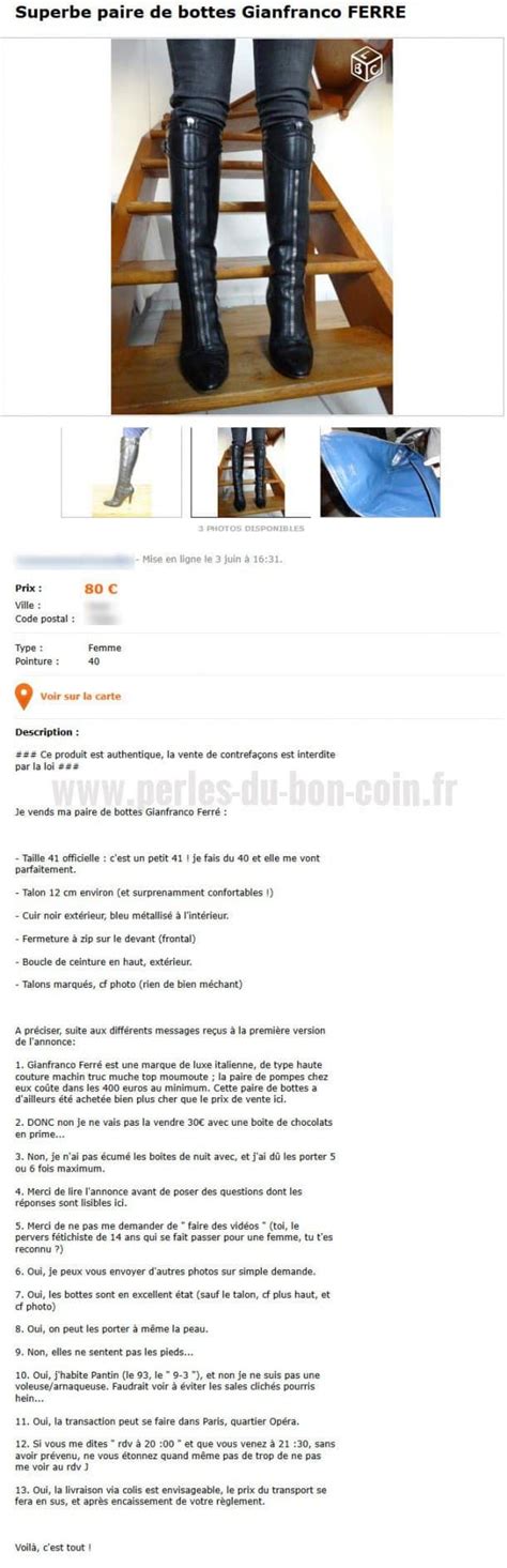 Top 100 des pires annonces vues sur Le Bon Coin Annonce Bottes Drôle