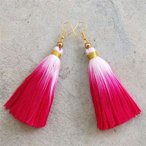 Handmade Ombre Pink Tassel Earrings Etsy