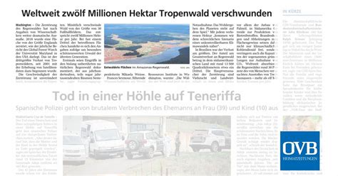 Weltweit Zw Lf Millionen Hektar Tropenwald Verschwunden Ovb