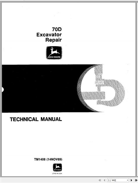 John Deere D Excavators Repair Technical Manual Tm Pdf