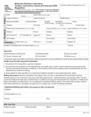 Fillable Online Molecular Genetics Laboratory Cardiac Connective Tissue