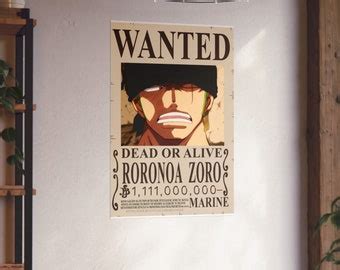 Zoro Wanted Poster Indoor And Outdoor Silk Posters Etsy