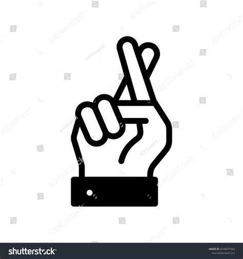 Fingers Crossed Emoji Linear Icon Hand Stock Vector (Royalty Free ...