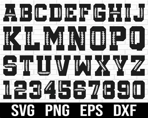 Football Letters And Numbers Svg Bundle Football Font Svg Football