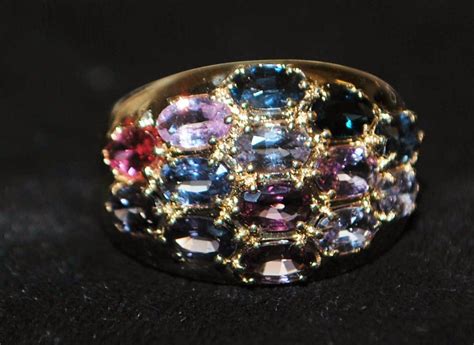 14k Colorful Multi Stone Gem Stone Cocktail Ring 1970 S From Antiqueworldusa On Ruby Lane