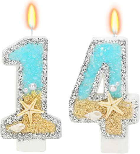 Elekfx 14th Birthday Candle For Cake Beach Starfish