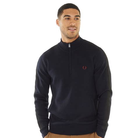 Buy Fred Perry Mens Half Zip Jumper Navy