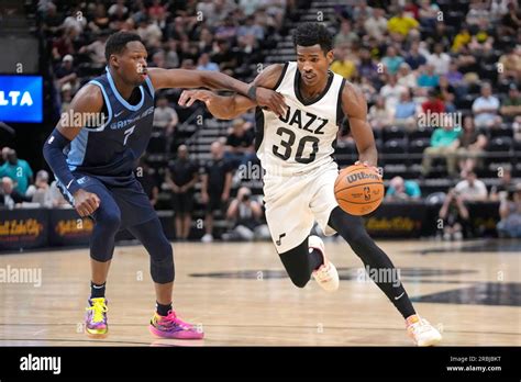 Utah Jazz Guard Ochai Agbaji 30 Drives As Memphis Grizzlies Guard