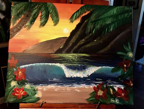 Hawaiian sunset painting | Sunset painting, Hawaiian sunset, Painting