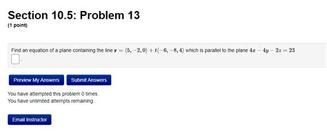 Solved Section 10 5 Problem 13 1 Point Find An Equation