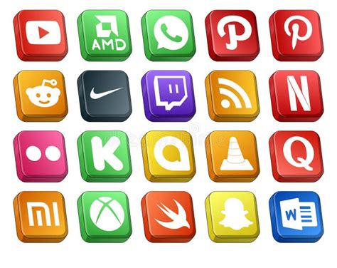 20 Social Media Icon Pack Including Quora. Media. Twitch. Vlc Editorial ...