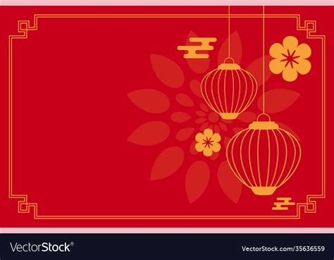 Traditional chinese red background with flower Vector Image