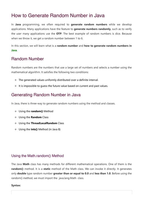 Solution How To Generate Random Number In Java Bachelor Degree