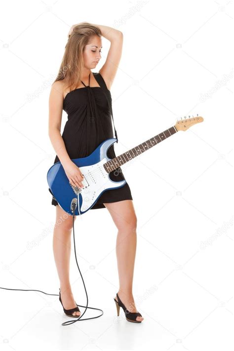 Cute Blonde Girl With Guitar Stock Photo Mr Brightside
