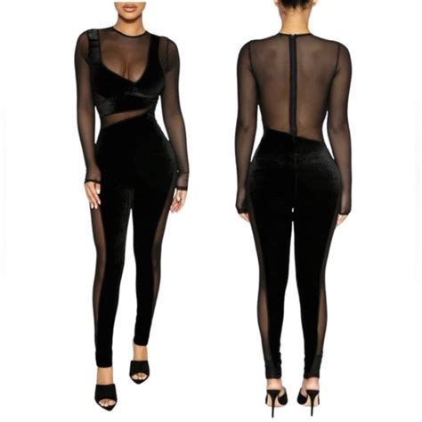 Naked Wardrobe Pants Jumpsuits Naked Wardrobe Black Catsuit Full