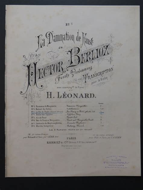 Berlioz Hector La Damnation De Faust No Piano Violon Ca Da