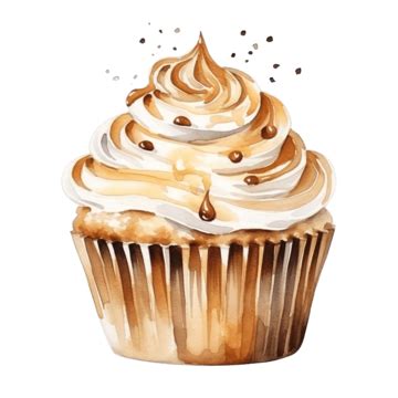 Watercolor Coffee Cupcake Watercolor Dessert Hand Png Transparent