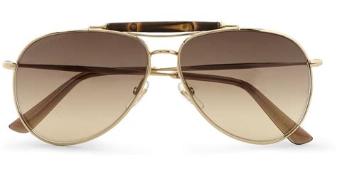 Gucci Aviator Sunglasses In Gold Metallic For Men Lyst